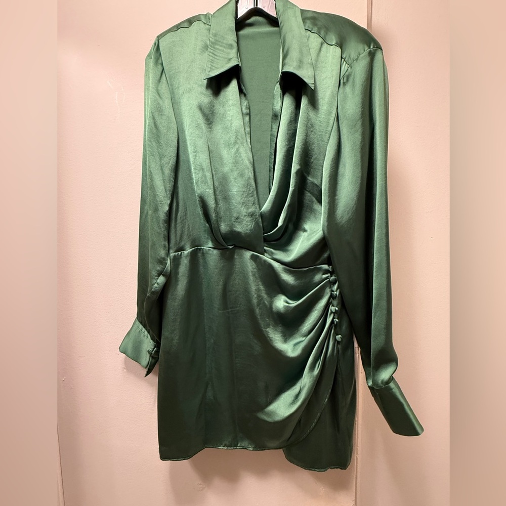 Zara Satin Dress in Rich Emerald Green